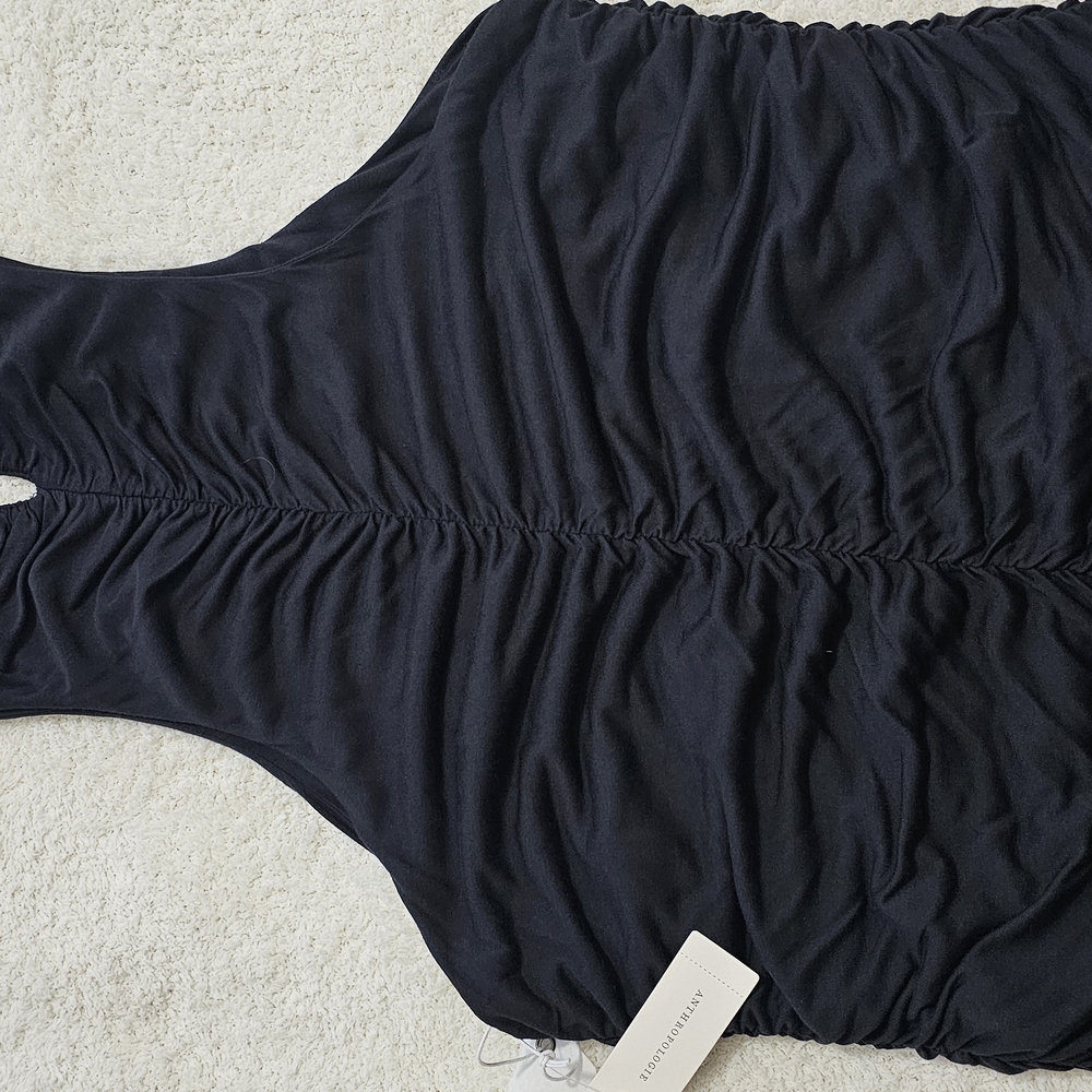 Black Ruched Sleeveless Shirt
